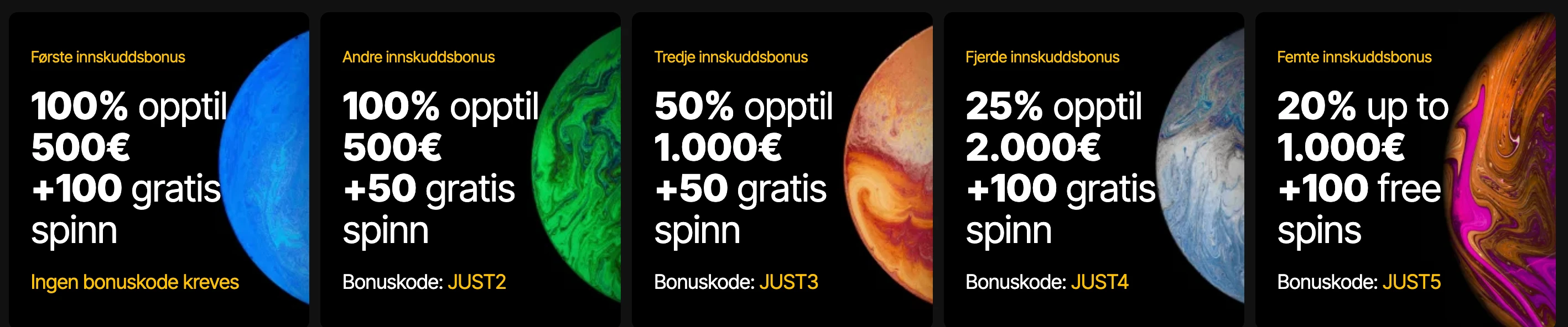 Bonuser og kampanjer hos JustCasino
