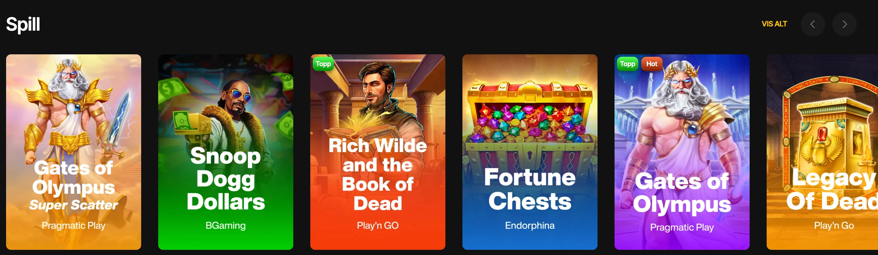 Spillutvalg hos JustCasino